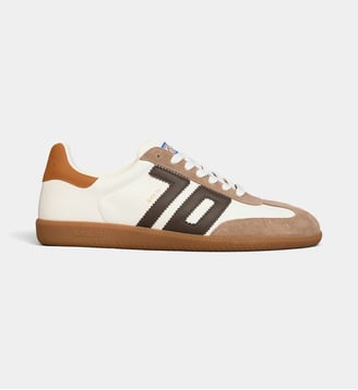 Baskets basses Semgum cuir - Back 70 - Blanc et taupe