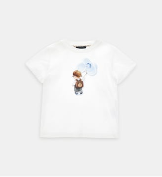 T-shirt droit coton à imprimé - Monnalisa - Blanc