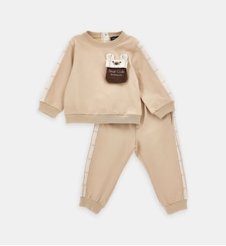 Ensemble sweat-shirt ours en peluche - Monnalisa - Écru