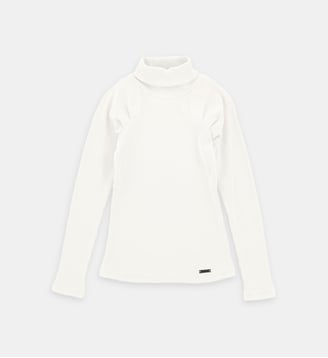 T-shirt manches longues col roulé en maille côtelée - Monnalisa - Blanc