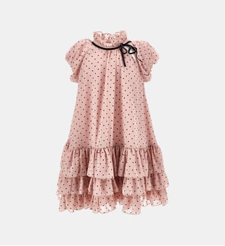 Robe à pois et à volants - Monnalisa - Rose