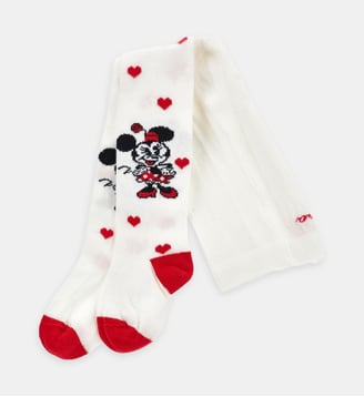 Collants à motifs Minnie et cœurs - Monnalisa - Blanc et rouge
