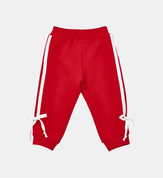 Pantalon en coton avec lacets - Monnalisa - Rouge