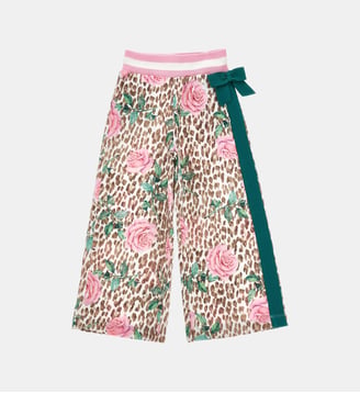 Pantalon large à imprimé roses - Monnalisa - Léopard