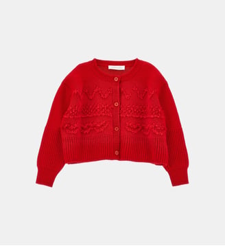 Cardigan à motif coeur - Monnalisa - Rubis