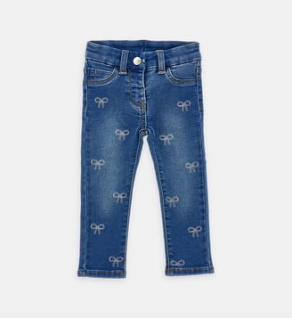 Jean en coton effet délavé - Monnalisa - Bleu foncé
