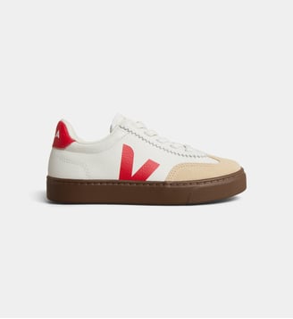 Baskets basses Small Volley O.T. en cuir - Veja - Blanc et rouge