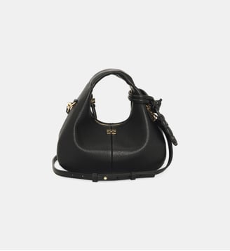 Mini Sac à main signature - Ganni - Noir et doré