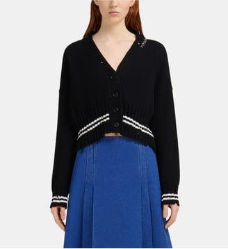 Cardigan droit court en coton  - Marni - Noir