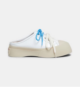 Sabots baskets Pablo en cuir - Marni - Blanc et bleu