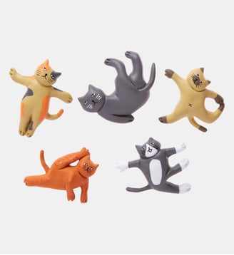 Lot de 5 magnets Cat Yoga  - Kikkerland - Multicolore