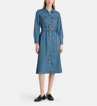 Robe chemise Quincey ajustée genoux coton denim - Levi's - Bleu denim
