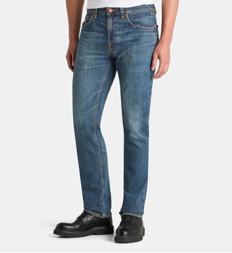Jean Gritty Jackson droit en coton - Nudie Jeans - Bleu moyen