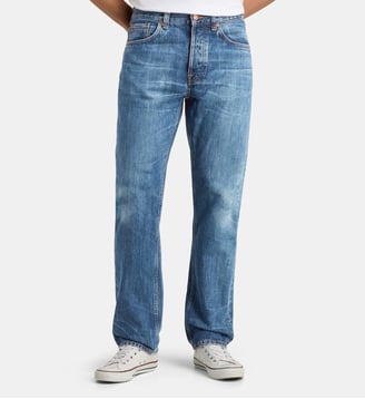Jean Basile coupe droite Rad Rufus en coton - Nudie Jeans - Bleu délavé