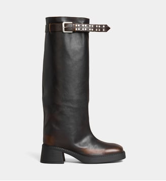 Bottes cavalières Kristel en cuir - Miista - Noir et marron