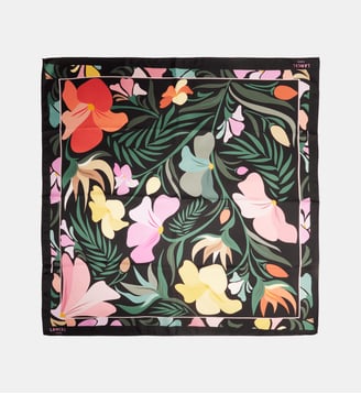 Carré de soie Flower Dream - Lancel - Vert et rose