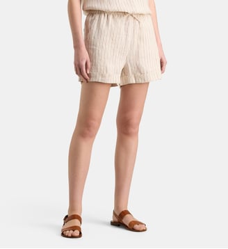 Short Eole lin  - Galeries Lafayette - Écru et noir