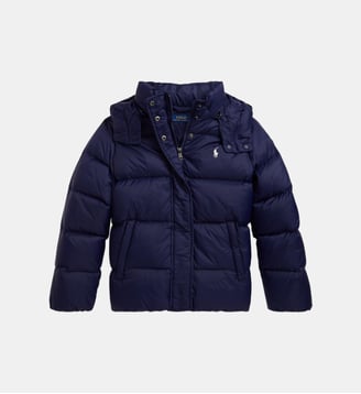 Doudoune droite courte effet matelassé - Polo Ralph Lauren - Bleu marine