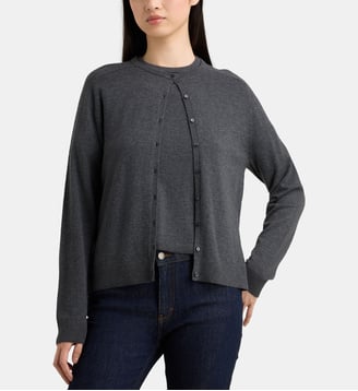 Cardigan Elsa en fine laine - Galeries Lafayette - Gris moyen