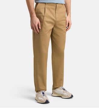 Pantalon Single chino en coton - Galeries Lafayette - Kaki marron