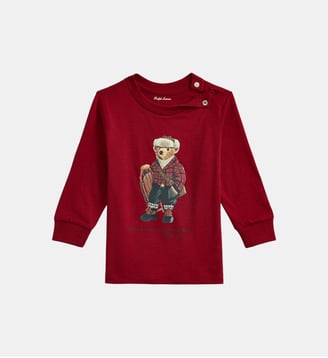 T-shirt à manches longues droit en coton imprimé - Polo Ralph Lauren - Rouge