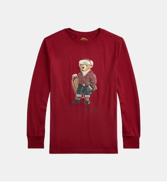 T-shirt à manches longues droit en coton imprimé - Polo Ralph Lauren - Rouge