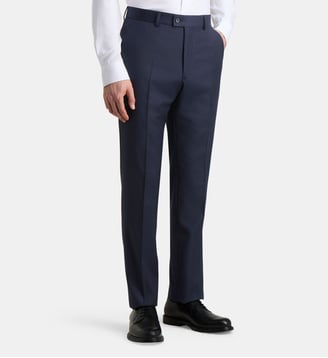 Pantalon de costume droit Vincenzo P laine vierge - Comptoir GL - Bleu marine