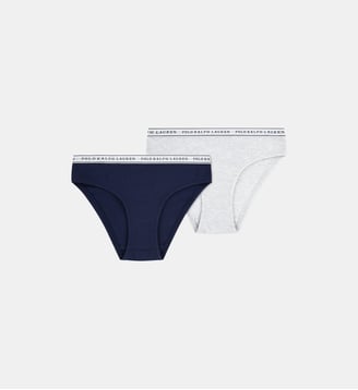Lot de 2 slips signature - Polo Ralph Lauren - Bleu et blanc