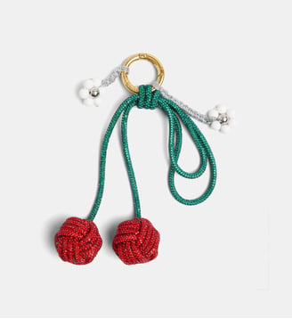 Charm de sac cerises strassées marguerites - Hibourama - Rouge et vert