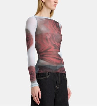Top slim à manches longues mesh boat - Jean Paul Gaultier - Rouge et gris