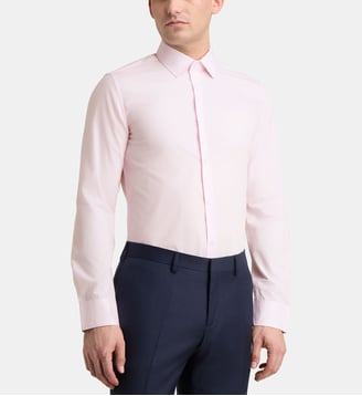 Chemise ajustée Mastri rayures en pur coton bio - Galeries Lafayette - Rose