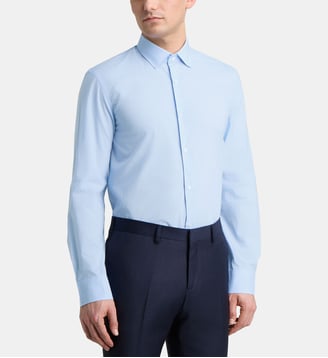 Chemise droite Havich sans repassage en coton bio  - Galeries Lafayette - Bleu