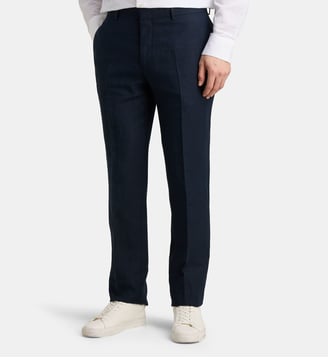 Pantalon de costume Arzino P ajusté en lin - Comptoir GL - Bleu foncé