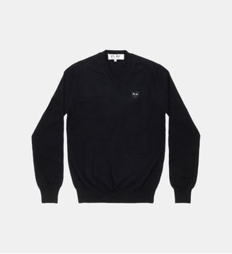Pull brodé à col V - Comme des Garçons PLAY - Noir
