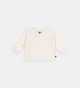 Cardigan cache-cœur en laine - Petit Bateau - Crème