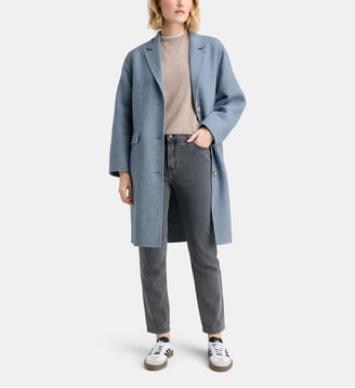 Manteau Claudel Chevron mi-long manches 3/4 - Galeries Lafayette - Bleu