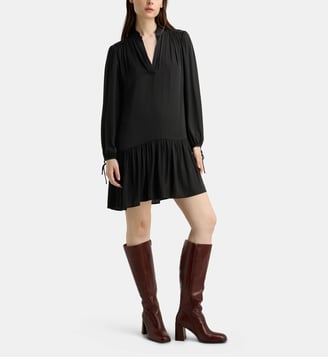 Robe Elmer Satl courte froncée satinée - Galeries Lafayette - Noir