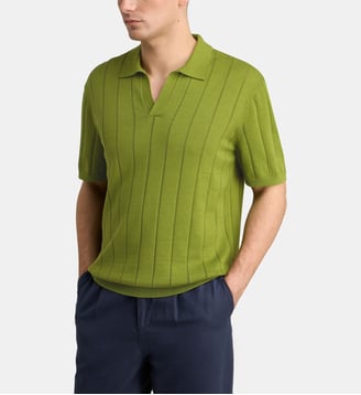 Polo Solopen à rayures en coton bio - Galeries Lafayette - Vert thé