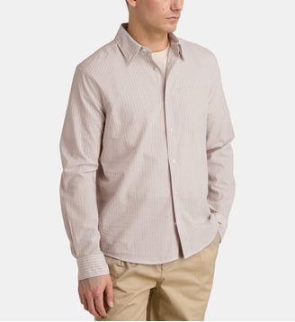 Chemise Shirtray 2 droite rayée en coton - Galeries Lafayette - Beige et blanc