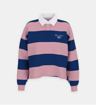 Polo ample en coton rayé - Guess Jeans - Rose et bleu