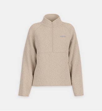 Pull en polaire col montant zippé - Guess Jeans - Écru