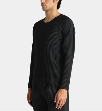 T-shirt ample plissé manches longues  - HOMME PLISSÉ ISSEY MIYAKE - Noir