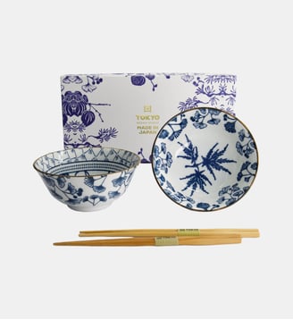 Coffret de 2 bols - 4 pièces - Tokyo Design Studio - Bleu et blanc