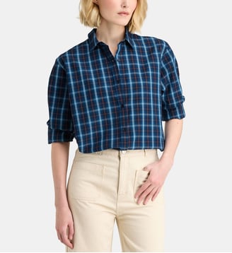 Chemise Alma West en coton bio à carreaux - Galeries Lafayette - Bleu