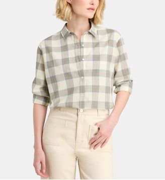 Chemise Alma West en coton bio à carreaux - Galeries Lafayette - Écru