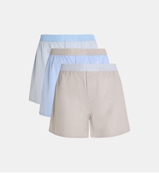 Lot de 3 caleçons Basco coton tissé unis et imprimés - Galeries Lafayette - Gris