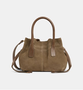Mini sac cabas Cameron cuir suède - Galeries Lafayette - Marron taupe