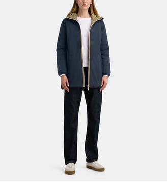 Parka Sophie Saint droite mi-longue réversible capuche - K-Way - Bleu marine