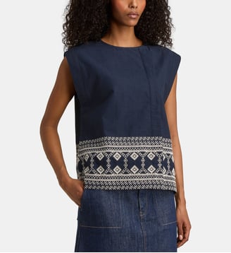 Top Nocturne broderies - Jodhpur - Bleu marine
