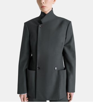 Veste tailleur à double boutonnage en laine mélangée - Lemaire - Coal